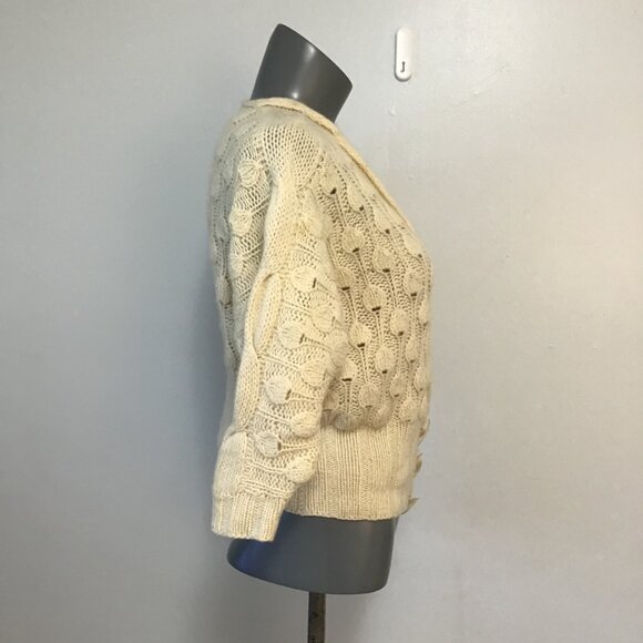 Line Loose Knit Cashmere Deep V 3/4 Sleeve Button Up Cardigan Size M - Picture 2 of 10